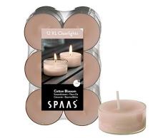 Spaas 12 Maxi Duft-Teelichter in transparenter Klartasse, Paraffinwachs, Kunststoff, Beige, Durchmesser 56 mm, Höhe 21 mm