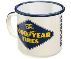 Nostalgic-Art 43205 Goodyear-Logo White | Retro Vintage Geschenk-Tasse | Outdoor Geschirr Emaille-Becher, Bunt, 8 x 8 x 8 cm