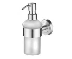 AMARE Seifenspender, Seifenspenderhalter zur Wandmontage, Seifenspenderhalter aus satiniertem Glas und robustem Edelstahl, Badaccessoires, kleben oder bohren