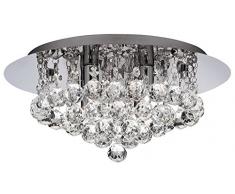 Searchlight 3404-4CC Deckenleuchte, 4 Lampen, Kristall, 35 cm, mit Chrom-Rückplatte, 4 x 33 W, LED-kompatibel