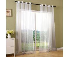 Schal transparent Farbverlauf Vorhang mit Ösen Gardine Voile, 2 Stück 245x140, Grau, 204202