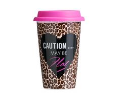 Premier Leopard Travel Mug, Porzellan, Silikon, doppelwandig, 330ml