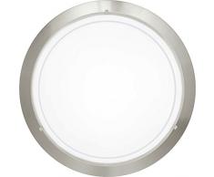 EGLO Deckenlampe Planet 1, 1 flammige Wandleuchte, Deckenleuchte aus Stahl, Farbe: Nickel matt, Glas: Weiß lackiert, Fassung: E27