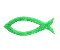 Petras Bastel News A-KFF3360-61 Streudeko, 50 x Fisch Ausgeschnitten 60mm, Filz/apfelgrün