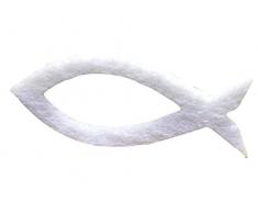 Petras Bastel News A-KFF3360-02 Streudeko, 50 x Fisch Ausgeschnitten 60mm, Filz/Creme