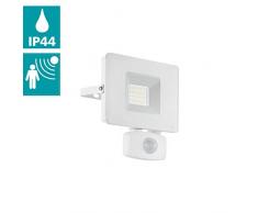 EGLO LED Außen-Strahler Faedo 3, 1 flammige Außenleuchte inkl. Bewegungsmelder, Sensor-Wandstrahler aus Alu, Farbe: Weiß, Glas: klar, 20 Watt, IP44