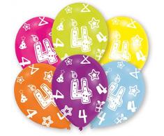 Amscan 27.5 cm 4. Geburtstag, 6 Luftballons