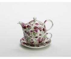 Maxwell & Williams S34024 Royal Old England Teeservice für 1 Person, Teekanne, Teetasse, Untertasse, Motiv: Rosenknospe, in Geschenkbox, Porzellan