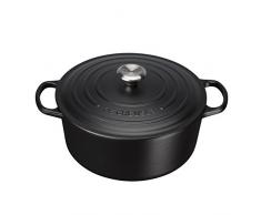 Le Creuset Signature Gusseisen-Bräter mit Deckel, Ø 24 cm, Rund, Für alle Herdarten und Induktion geeignet, Volumen: 4,2 l, Schwarz