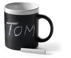 eBuyGB Tasse mit Kreidetafel, Keramik, Schwarz/Weiß