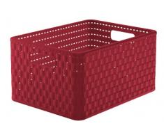Rotho Country Aufbewahrungskiste 18 l in Rattan-Optik, Kunststoff (PP), rot, A4 / 18 Liter (36,8 x 27,8 x 19,1 cm)