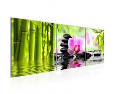 Runa Art Wandbild Orchidee Feng Shui Bilder 120 x 40 cm Vlies - Leinwand Bild XXL Format Wandbilder Wohnzimmer Wohnung Deko Kunstdrucke Pink 3 Teile - Made IN Germany - Fertig zum Aufhängen 502033a