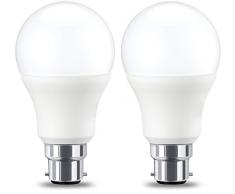 AmazonBasics B22 LED Lampe, 9W (ersetzt 60W), warmweiß, dimmbar- 2er-Pack