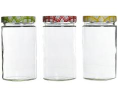 Tescoma Einmachglas 700 ml, transparent mit butem Deckel, 895116, 3 Stück