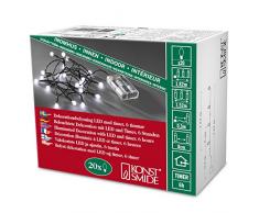 Konstsmide 1491-207 LED Globelichterkette mit runden Dioden / für Innen (IP20) / Batteriebetrieben: 3xAA 1.5V (exkl.) / 6h Timer / 20 kalt weiße Dioden / schwarzes Kabel