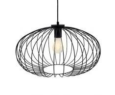 Briloner Leuchten Pendelleuchte, Pendellampe 1-flammig, Hängelampe retro/vintage, Black Steel, 1x E27, max. 60 Watt, Schwarz, 500x500x1200mm (LxBxH)