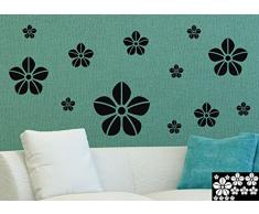 Kleb-drauf 12 Blumen-Aufkleber zur Dekoration von WÃ¤nden, Glasprodukten, Fliesen und Allen Anderen glatten OberflÃ¤chen; aus 18 Farben wÃ¤hlbar; Blau - matt