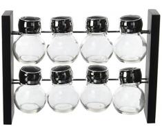 Saveur et Degustation KB5803 Gewürzregal 8 Gefäße 80 ml PP + Glas schwarz-grau 28,6 x 9 x 20 cm
