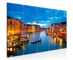 Bilder Venedig Italien Wandbild 200 x 80 cm Vlies - Leinwand Bild XXL Format Wandbilder Wohnzimmer Wohnung Deko Kunstdrucke Blau 5 Teilig - MADE IN GERMANY - Fertig zum Aufhängen 604355a
