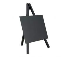 Securit Tisch Kreidetafel mit Staffelei aus lackiertem Holz, schwarz, im Set mit einem weißen Kreidemarker, ca. 15 x 26 x 1,5 cm groß