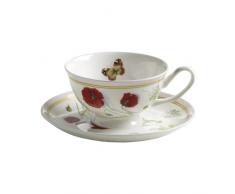 Maxwell & Williams S303100 Butterfly Garden Tasse mit Untertasse. Kaffeetasse, Becher, 180 ml, in Geschenkbox, Porzellan, rosa