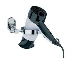 Kela 22678, Fönhalter, Zum Kleben oder Bohren, Edelstahl 18/10/ Glas, Ø 9cm, 14x 11x 6 cm, Lucido, Silber Glänzend