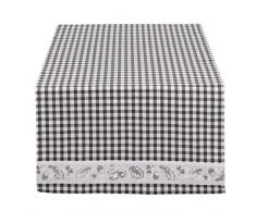 Clayre & Eef LIF64 Tischläufer 100% Baumwolle 50 * 140 cm Grau/Weiss Bläter & Eichhörnchen Design