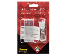 Idena Lichterkette mit 10 LED in warm weiß, Batterie betrieben, für Partys, Weihnachten, Deko, Hochzeit, als Stimmungslicht, ca. 1,1 m, transparent
