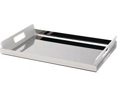 Alessi Vassily Tablett, rechteckig aus Edelstahl mit Griffen aus thermoplastischem Harz, weiss