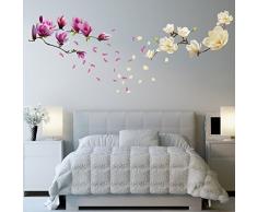 Walplus Magnolia Blumen Abnehmbare Selbstklebend Wandaufkleber Wandbilder Kinderzimmer Büro Heim Dekoration