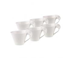 Villeroy & Boch 10-2484-1210 NewWave Caffè Obertasse/Moderne Kaffeetasse, Porzellan, weiß, 0,4 l, 39 x 28 x 12,3 cm, 6-Einheiten