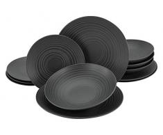 Creatable, 23205, Serie LAVA STONE (ELEMENTS Collection), Geschirrset, Tafelservice 12 teilig, Steinzeug