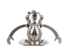 Kikkerland Teefilter aus Edelstahl Monkey mit Untersetzer