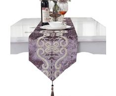 Luxus Muster Flock Samt bestickt Quaste Home dekorativ Party Geschenk Bett Tischläufer, violett, 33 * 250cm(12.5*98)