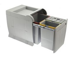 ELLETIPI City PTA 4045 A Abfalleimer Mülltrennung, ausziehbar für Base, grau, 35 x 47 x 44 cm