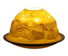 Himmlische Düfte Geschenkartikel GmbH Strandleben Windlicht, Porzellan, Weiss, 12x12x8 cm