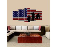 Peacock Jewels Premium Qualität Leinwand gedruckt Wall Art Poster 5 Stück/5 Panels Wand Dekor Malerei, Home Decor Bilder – gespannt Medium US-Flagge