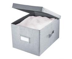 iDesign Codi Aufbewahrungsbox mit Deckel, große Ordnungsbox aus Polyester, grau
