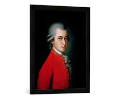 Gerahmtes Bild von Barbara Krafft Portrait of Wolfgang Amadeus Mozart (1756-91), Austrian Composer, 1818, Kunstdruck im hochwertigen handgefertigten Bilder-Rahmen, 50x70 cm, Schwarz matt