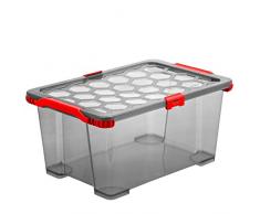 Rotho Evo Total Aufbewahrungsbox 44 l, Kunststoff (PP), Anthrazit/Rot, 44 Liter