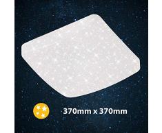 Briloner Leuchten LED Deckenleuchte, Deckenlampe mit Sternenhimmel, 18 Watt, 1.800 Lumen, 4.000 Kelvin, Weiß, 37x37 cm, W