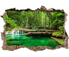 Pixxprint 3D_WD_S2504_62x42 atemberaubender Fluss im Regenwald Wanddurchbruch 3D Wandtattoo, Vinyl, bunt, 62 x 42 x 0,02 cm