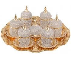 Grand Gifft Handmade Copper Turkish Coffee Espresso Serving Set Crystal Coated Cup (Upper Crust) V.i.p Product