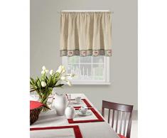 Eurofirany Schöne Fensterdekoration ideal Vorhang HxB 90x150cm, bestickte Küchen Gardine, Polyester, cremig/grau