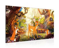 Bilder Kinderzimmer Wald Tiere Wandbild 70 x 40 cm Vlies - Leinwand Bild XXL Format Wandbilder Wohnzimmer Wohnung Deko Kunstdrucke Orang 1 Teilig - MADE IN GERMANY - Fertig zum Aufhängen 022714a
