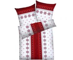 Dyckhoff 3093472500 Schneeflocke Weichfrottierbettwäsche, RV Garnitur 155 x 220 cm und 80 x 80 cm Kissen, 500, rot