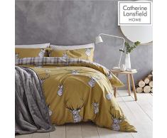 Catherine Lansfield Hirsch Bettwäsche-Set, Ocker, Super-King Duvet Set