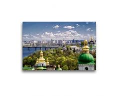 Premium Textil-Leinwand 45 x 30 cm Quer-Format Kirche und Moderne in Kiew | Wandbild, HD-Bild auf Keilrahmen, Fertigbild auf hochwertigem Vlies, Leinwanddruck von N N
