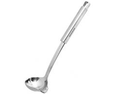Fackelmann Soßenlöffel 29 cm VIA MONTENAPOLEONE, Küchenhelfer mit ergonomischem Griff, Suppenkelle aus Edelstahl (Farbe: Silber), Menge: 1 Stück