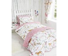 Bettwäsche-Set, Pferde-Motiv, Mädchen, Bettbezug & Kissenbezüge, für Einzelbett